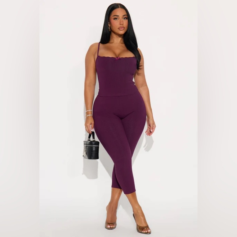 Stirling Snatched Capri Pant Set - Plum {3X}